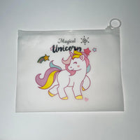 Eboo Korean Translucent Unicorn Cute Girl Pencil Case Stationery Bag Creative Storage File Bag Office Stationery Desk Organizer