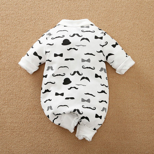 Eboo Baby Boy Mustache Print Romper  With Glasses