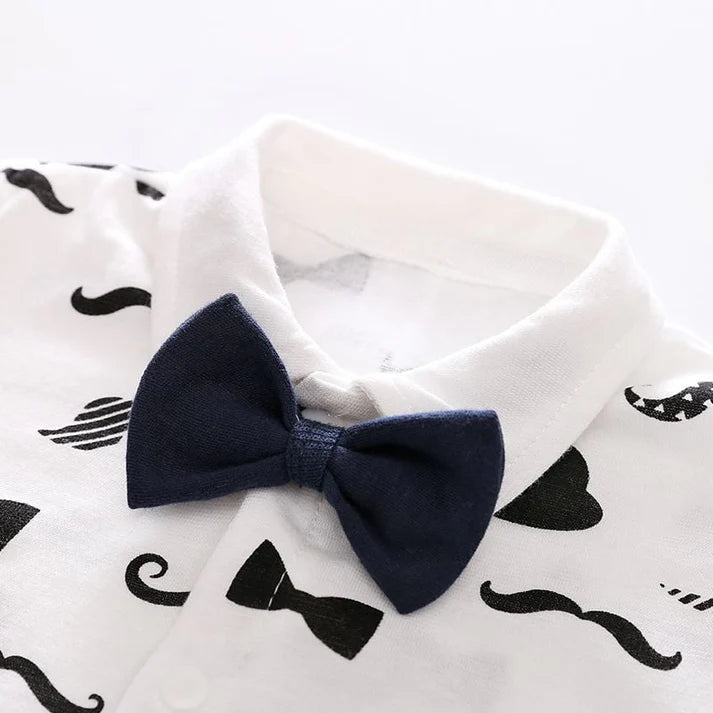 Eboo Baby Boy Mustache Print Romper  With Glasses