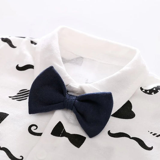 Eboo Baby Boy Mustache Print Romper  With Glasses