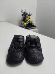 Black Glitter Baby Shoes with Star Decorations