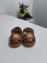 Cute Brown Baby Sandals with a Yellow Star