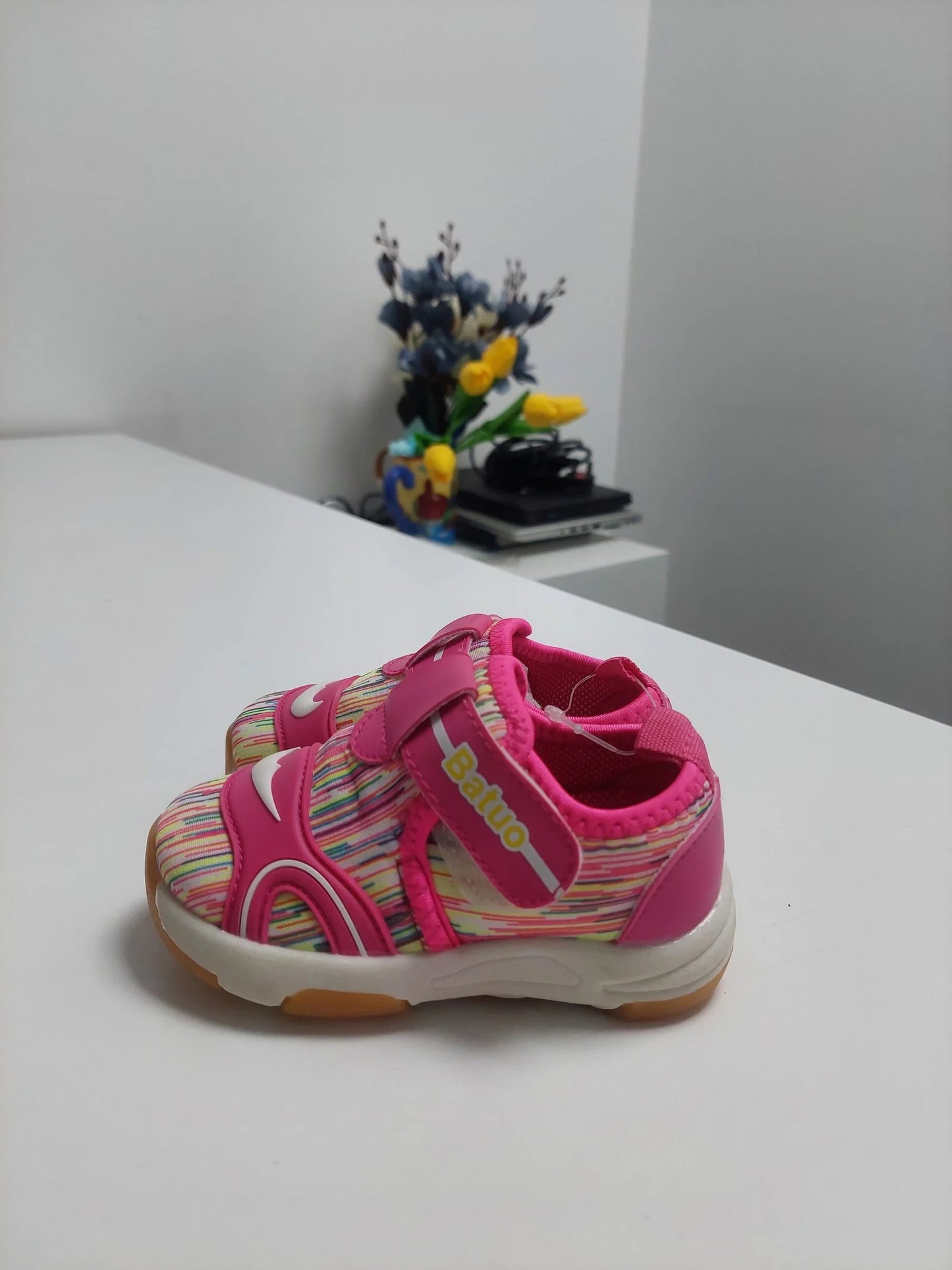 Eboo Pink & White Striped Infant Sneakers