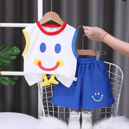 Eboo Smiley Face Top and Shorts Set With Glasses