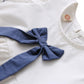 Eboo Cotton Plain White with Blue Bow Dress