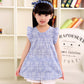 Eboo Blue Floral Ruffled Sleeveless Dress for Girls