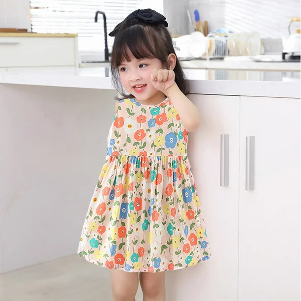 Eboo Floral Print Sleeveless Baby Girls Dress