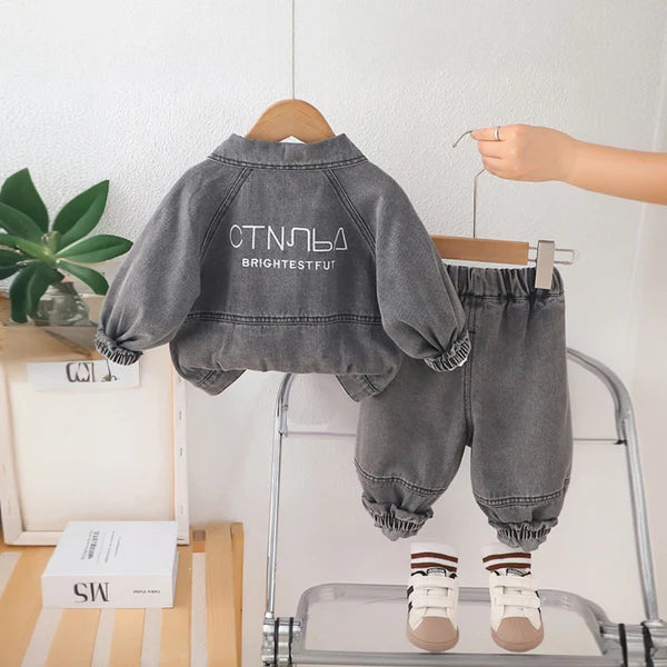 Eboo Boys Light Wash Shirt With T-Shirt And Denim Trouser Sets