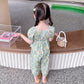 Eboo Toddler Kids Little Girls Summer Outfits Floral Ruffle Crop Top Shirt + High Waist Pants 2 PCS Clothes Set 4-6T