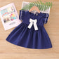 Eboo cotton dress Ruffle Ribbon Blue Cute Summer Dress