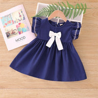 Eboo cotton dress Ruffle Ribbon Blue Cute Summer Dress