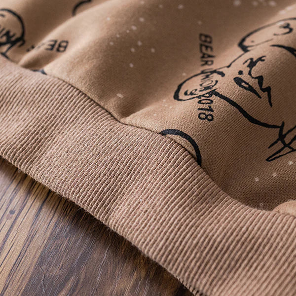 Eboo Boys Bear Printed Sweatshirt With Sling Bag & Jogger Co-ord Set