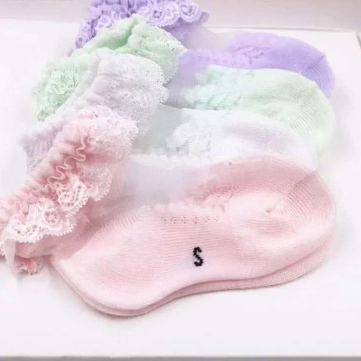 Eboo Baby Girls Lace Flower Ankle Socks