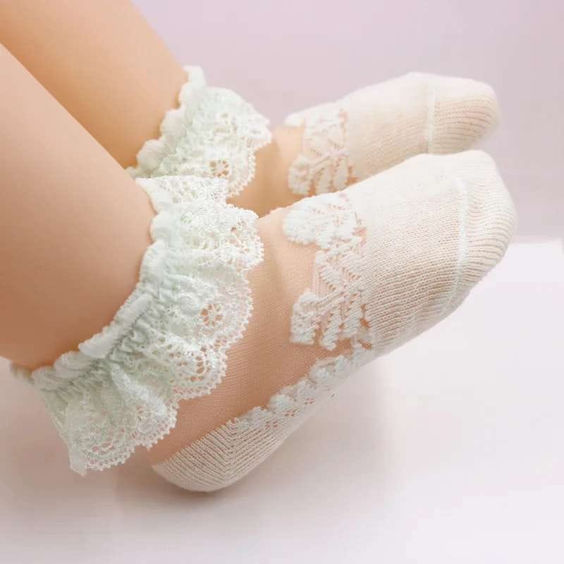 Eboo Baby Girls Lace Flower Ankle Socks