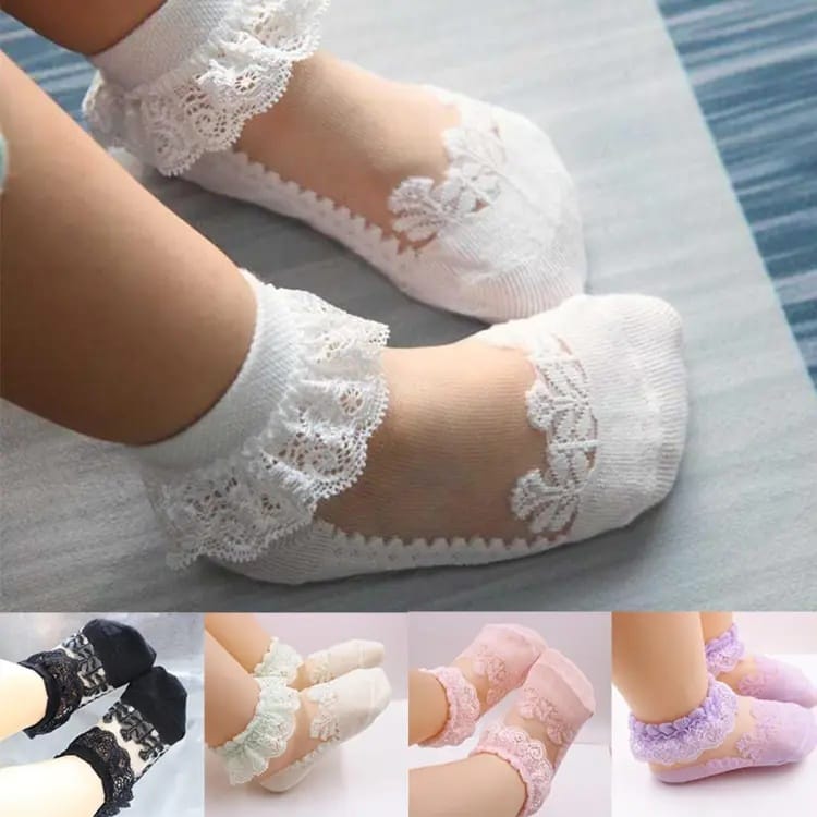 Eboo Baby Girls Lace Flower Ankle Socks