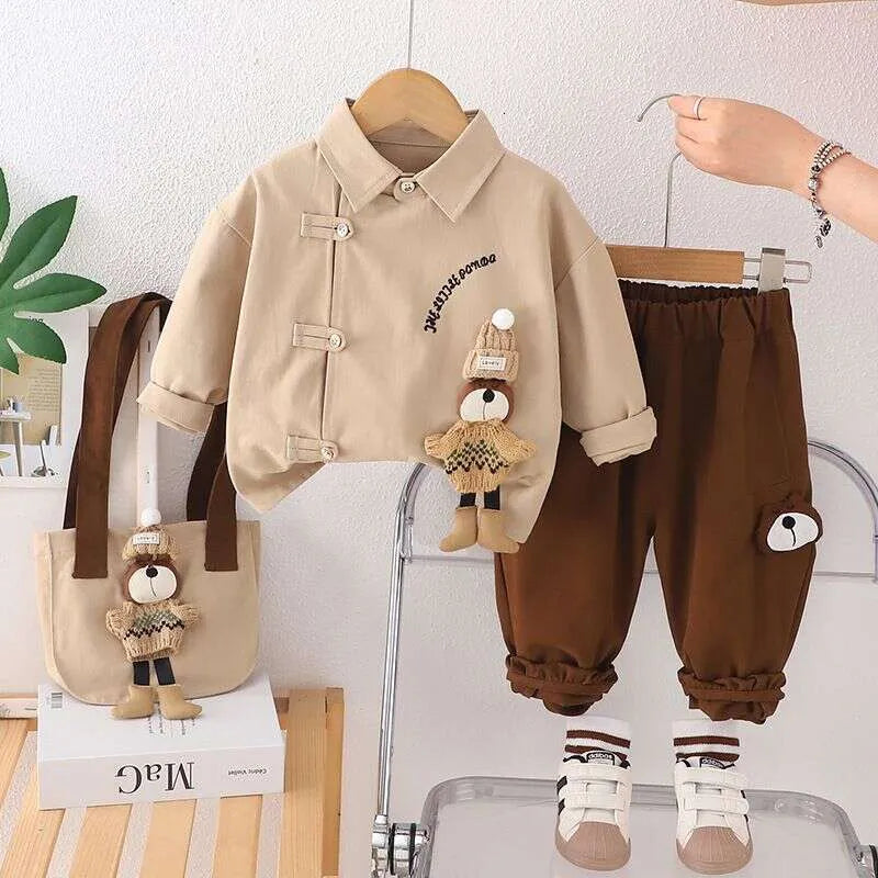 Eboo Kids Typographic Printed Shirt With Bag and Pants Set