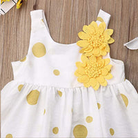 Eboo Summer Yellow Polka Dot Skirt with Hat Dress set
