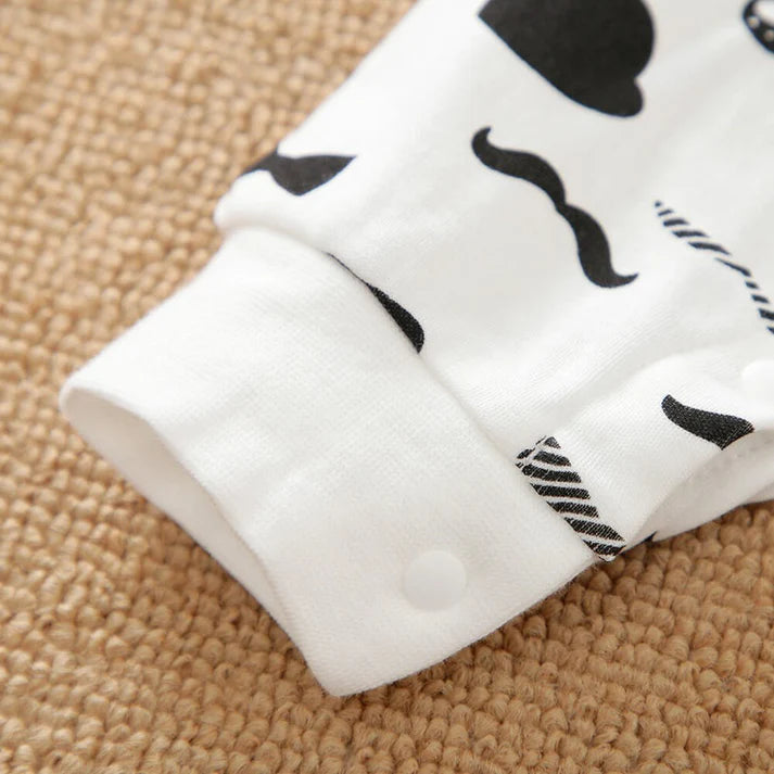 Eboo Baby Boy Mustache Print Romper  With Glasses