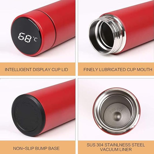 Stainless Steel Vacuum Flask with LED Temperature Display, Keep Water Cold and Keep Warm for Hours - 500 ml,