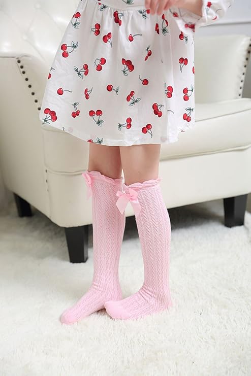 Eboo Baby Girl’s Lace Knee High Socks with Bow