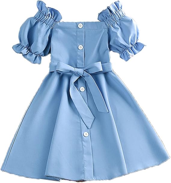 Baby Clothes Infant Baby Girl Dress Solid Color One Shoulder Bubble Sleeve Princess Dress Daily Wear