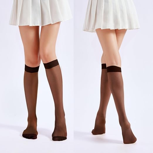 Eboo Women'S Nylon Socks Knee High Stockings Ultrathin Summer Lace Crew Sock