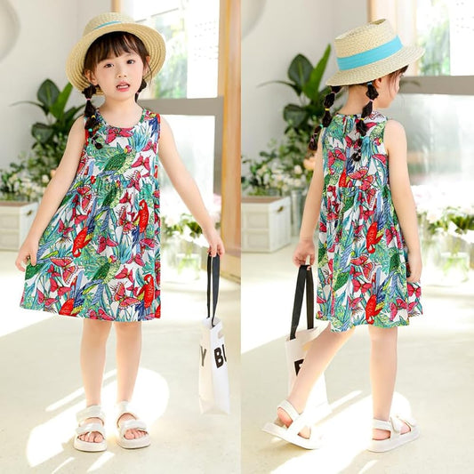 Eboo  Sleeveless Printed Skirt Beachwear Kids Dress