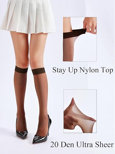 Eboo Women'S Nylon Socks Knee High Stockings Ultrathin Summer Lace Crew Sock
