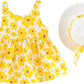 Eboo Sleeveless Bowknot Dresses Infant Floral Printed Princess Dress Hat Outfits Kid