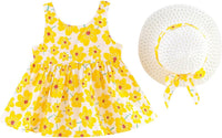 Eboo Sleeveless Bowknot Dresses Infant Floral Printed Princess Dress Hat Outfits Kid