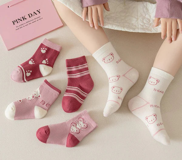 Eboo 5-Pack Lovely Mixed Prints Mid-Calf Socks (5 Designs)