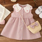 Eboo Baby Girls Sleeveless Heart Print Dress+Bag Set (Pink)