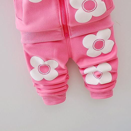Eboo  Winter Girl’s Pink Floral Hoodie and Sweatpants Set