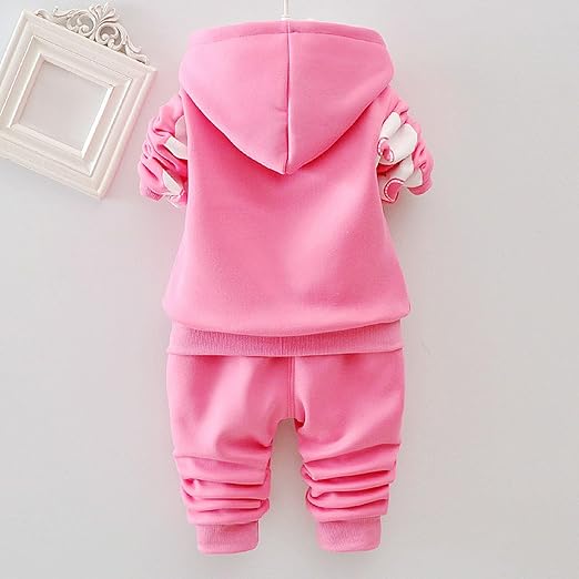 Eboo  Winter Girl’s Pink Floral Hoodie and Sweatpants Set
