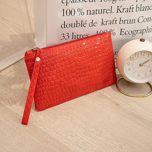 Eboo Fashion Women Faux Leather Plain Armpit Bag,Phone Case,Purse,Clutch (RED)