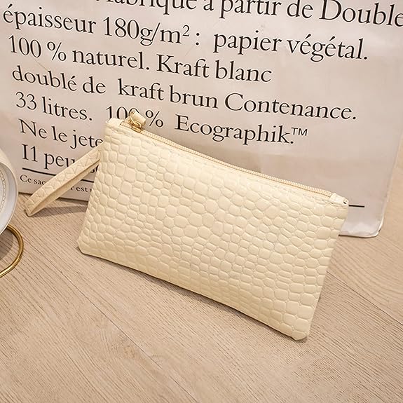 Eboo Fashion Women Faux Leather Plain Armpit Bag,Phone Case,Purse,Clutch (OFF WHITE)