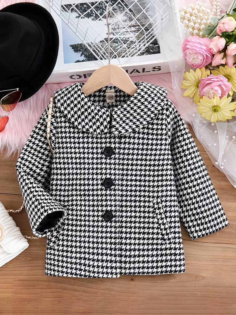 Eboo Kids' Black and White Houndstooth Print Coat / Jacket