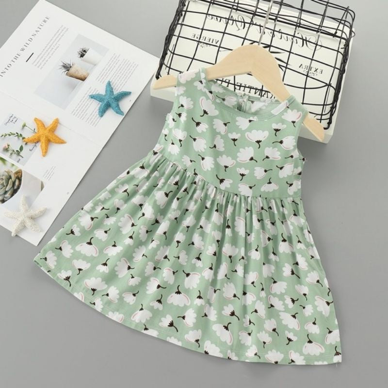 Eboo Green and White Flower Cotton Dress