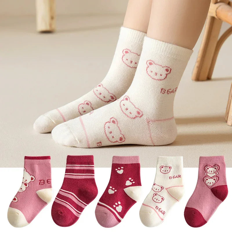 Eboo 5-Pack Lovely Mixed Prints Mid-Calf Socks (5 Designs)
