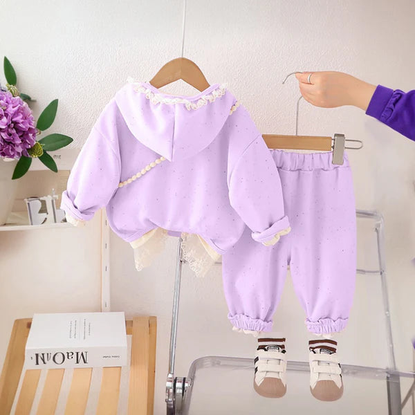 Eboo Girls Embroidered Sweatshirt With T-Shirt, Pants & Bag Sets