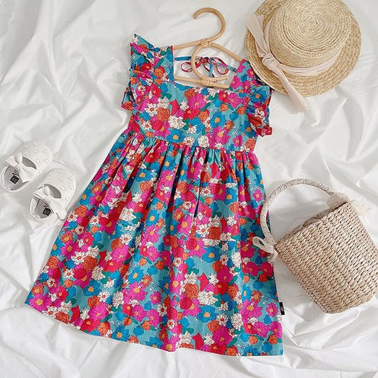 SUMMER GIRLS SWEET MULTI FLOWERS DRESS