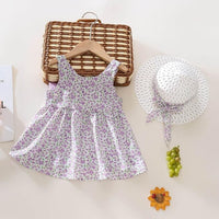 Eboo Baby Girl Summer Flower Printed Bowknot Dress (PURPLE).