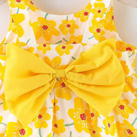 Eboo Sleeveless Bowknot Dresses Infant Floral Printed Princess Dress Hat Outfits Kid