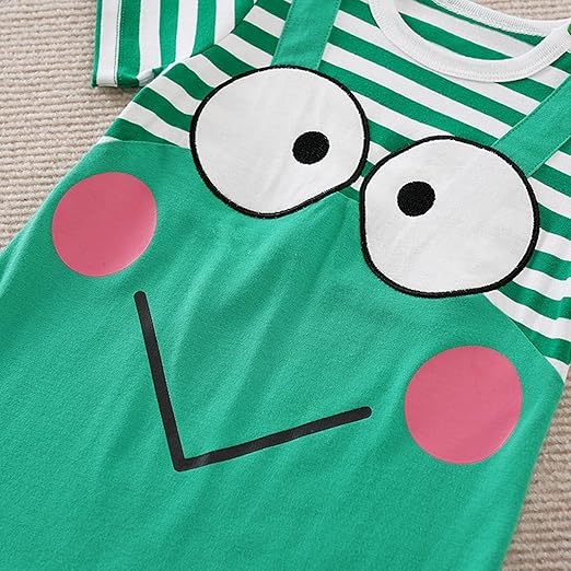 Eboo Cute Frog Print Short Sleeve Romper