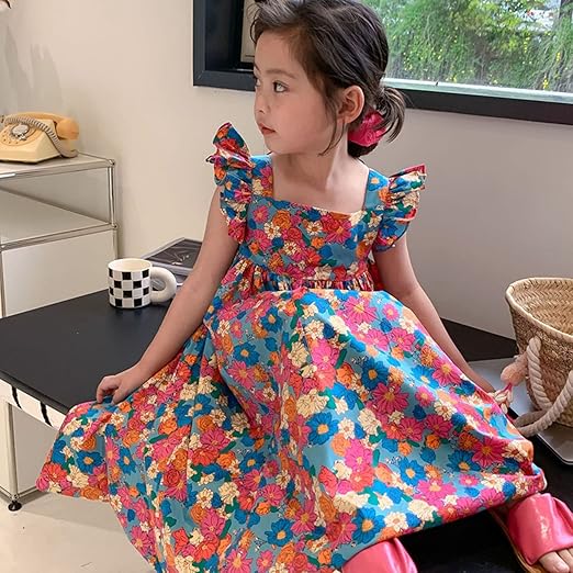 SUMMER GIRLS SWEET MULTI FLOWERS DRESS With Free Gift