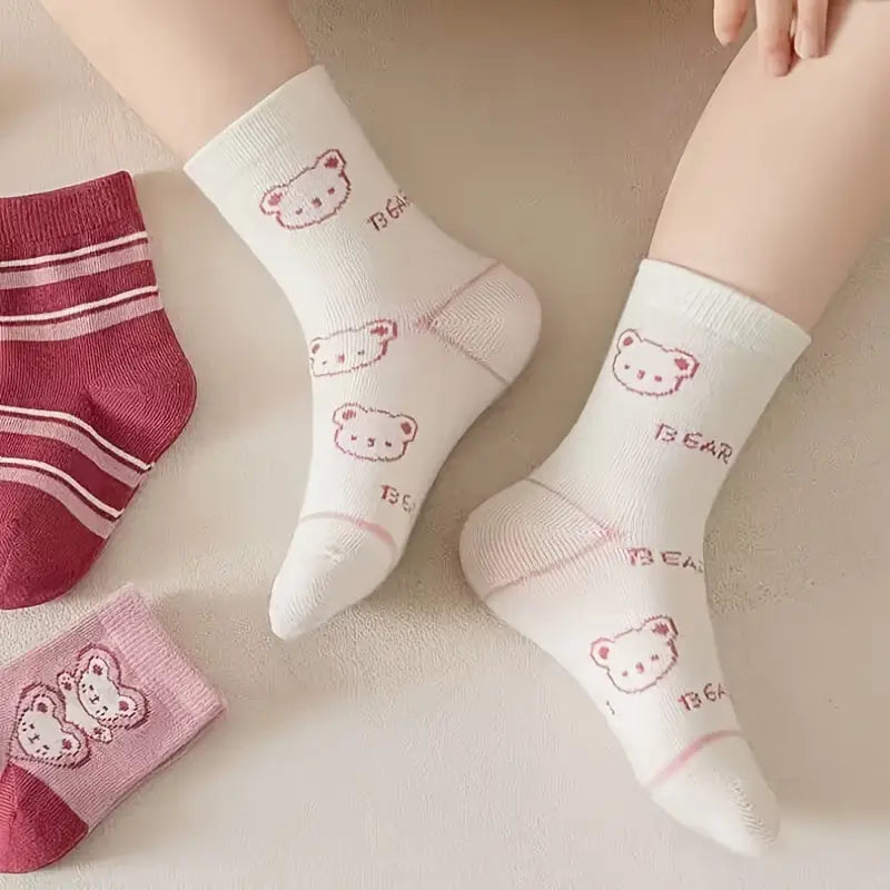 Eboo 5-Pack Lovely Mixed Prints Mid-Calf Socks (5 Designs)