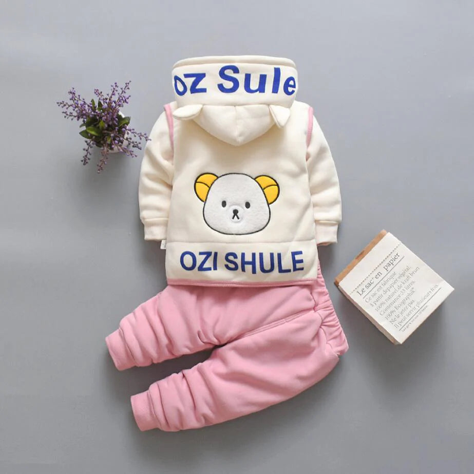Baby Girl’s 3-Piece Set – Pink Hoodie, Vest & Pants 4 Winters