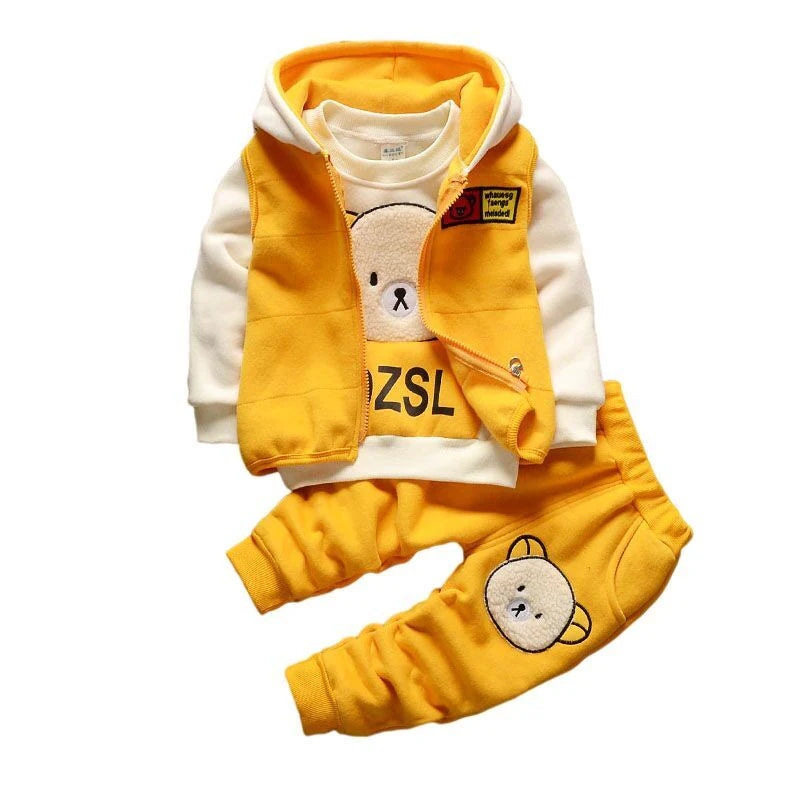 Baby’s 3-Piece Set – Yellow Hoodie, Vest & Pants 4 Winters