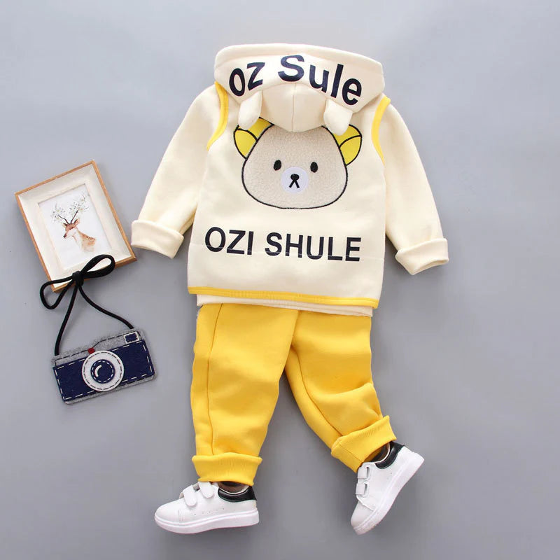 Baby’s 3-Piece Set – Yellow Hoodie, Vest & Pants 4 Winters