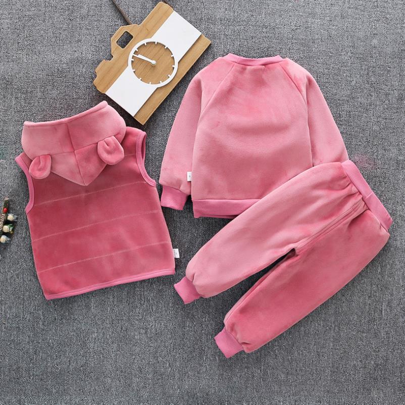 Baby Girl’s 3-Piece Bear Fleece Pink Set